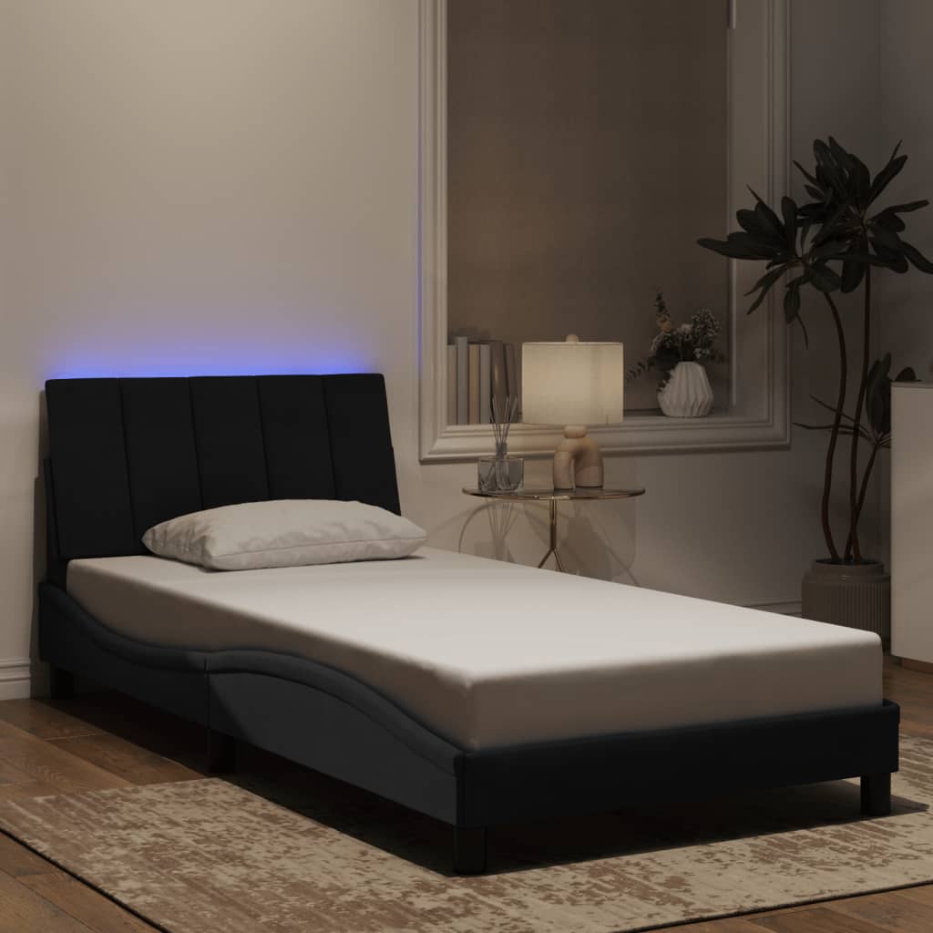 Πλαίσιο Κρεβατιού με LED χωρίς Στρώμα Hanko Μαύρο 100 x 200 εκ. Βελούδινο