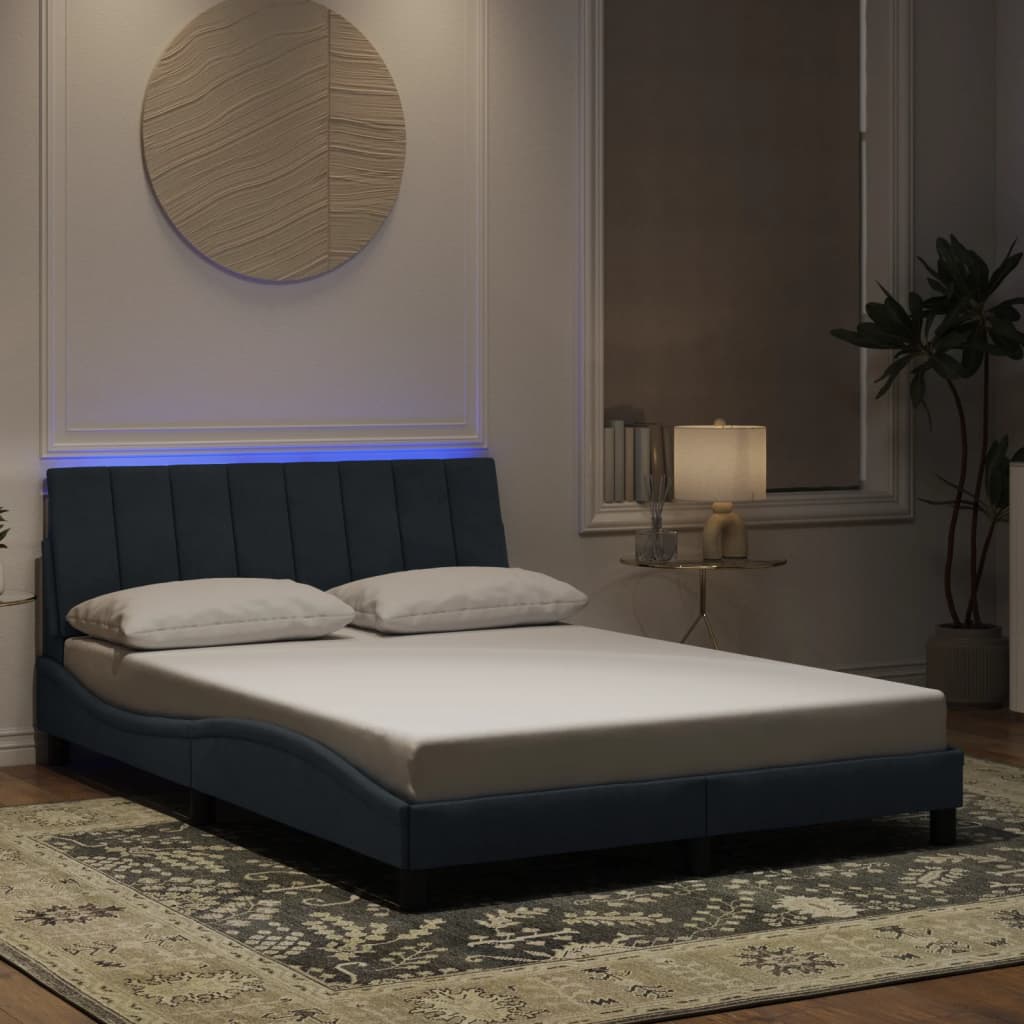 Πλαίσιο Κρεβατιού με LED χωρίς Στρώμα Hanko Σκούρο Γκρι 120x200 εκ. Βελούδινο