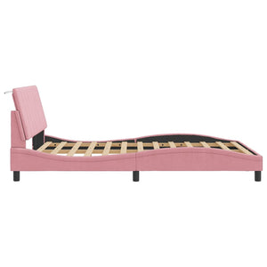 Πλαίσιο Κρεβατιού με LED χωρίς Στρώμα Hanko Ροζ 120x200 εκ. Βελούδινο
