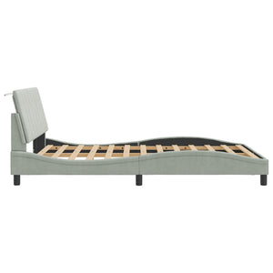 Πλαίσιο Κρεβατιού με LED χωρίς Στρώμα Hanko Ανοιχτό Γκρι 140x200 εκ. Βελούδινο