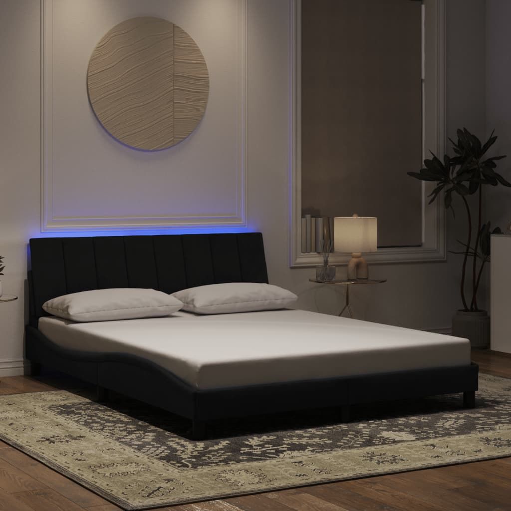 Πλαίσιο Κρεβατιού με LED χωρίς Στρώμα Hanko Μαύρο 160 x 200 εκ. Βελούδινο
