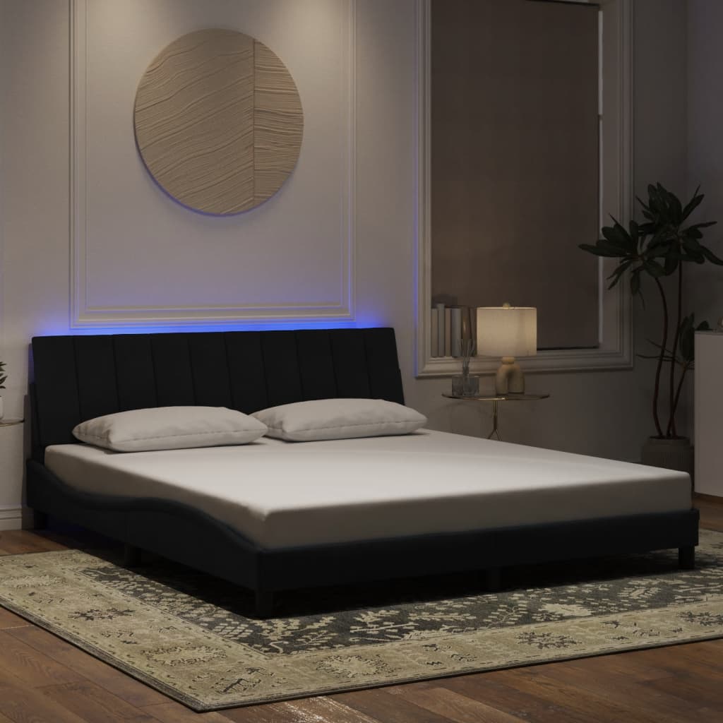 Πλαίσιο Κρεβατιού με LED χωρίς Στρώμα Hanko Μαύρο 180 x 200 εκ. Βελούδινο