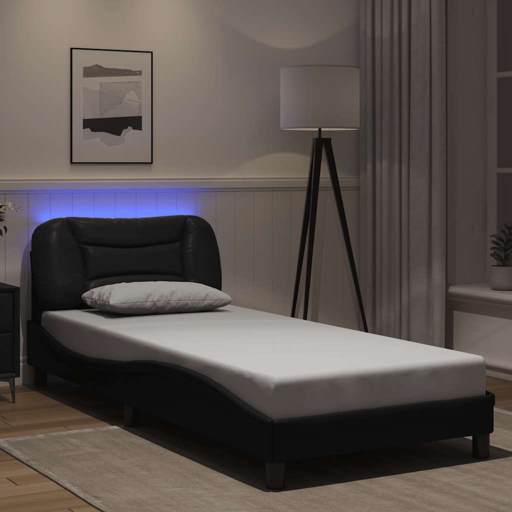 Πλαίσιο κρεβατιού με LED χωρίς στρώμα Hvar Μαύρο 80x190 εκ.