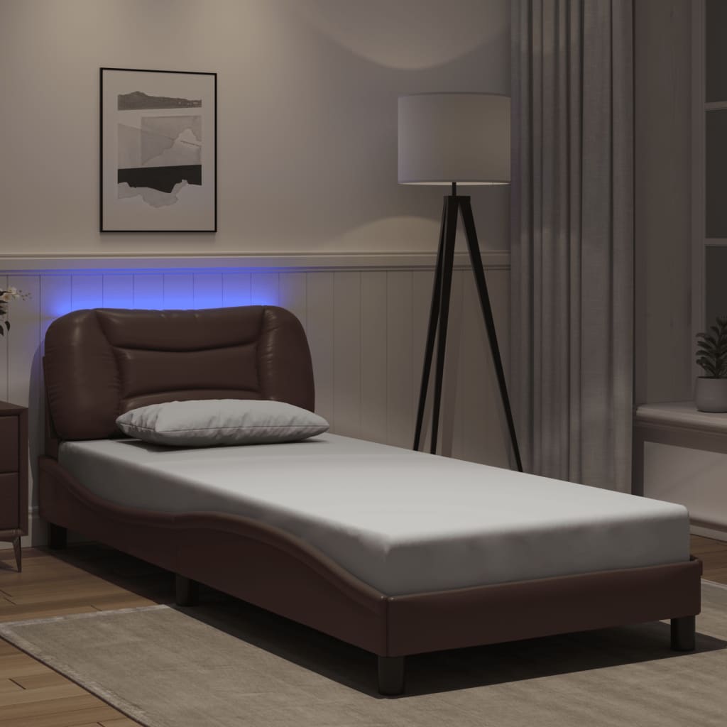 Πλαίσιο κρεβατιού με LED χωρίς στρώμα Hvar Καφέ 80x200 εκ.