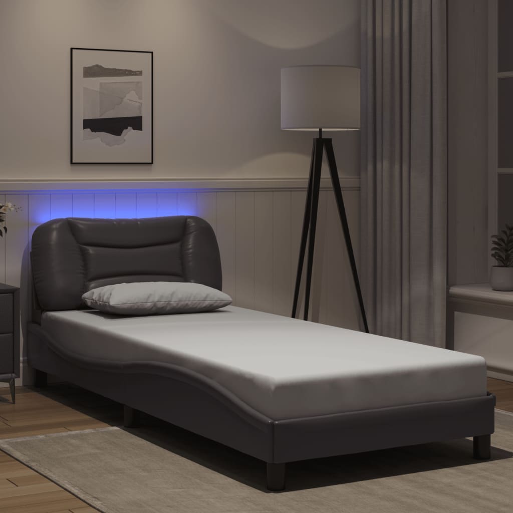 Πλαίσιο κρεβατιού με LED χωρίς στρώμα Hvar Γκρι 90x190 εκ.