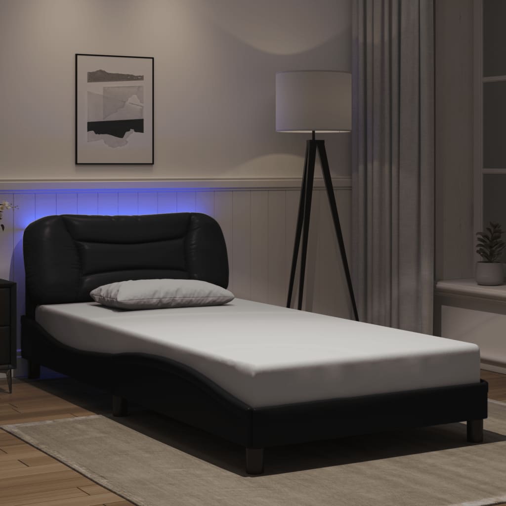 Πλαίσιο κρεβατιού με LED χωρίς στρώμα Hvar Μαύρο 100x200 εκ.