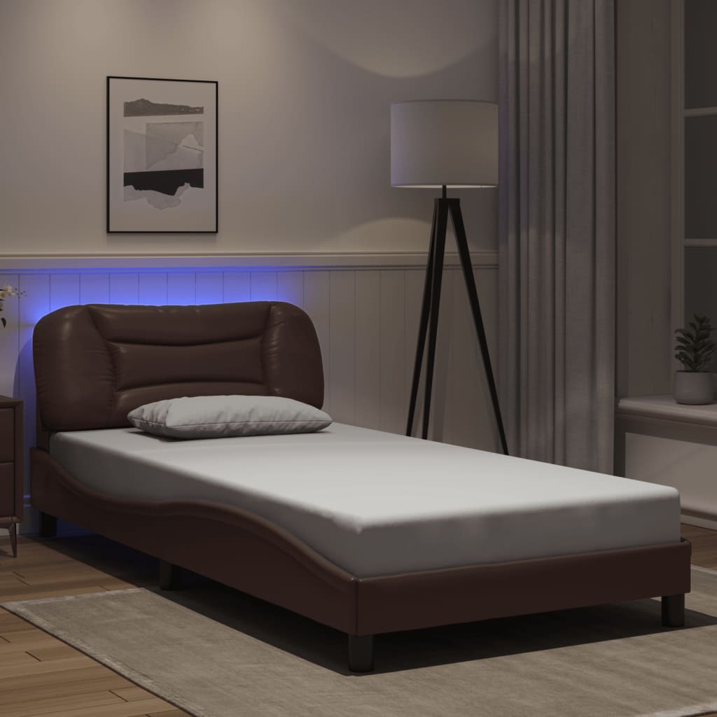 Πλαίσιο κρεβατιού με LED χωρίς στρώμα Hvar Καφέ 100x200 εκ.