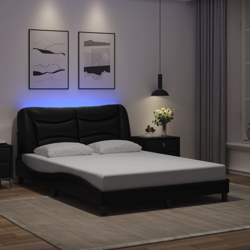 Πλαίσιο κρεβατιού με LED χωρίς στρώμα Hvar Μαύρο 120x200 εκ.