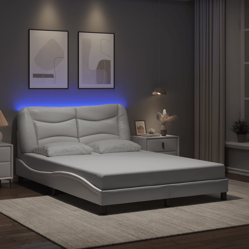 Πλαίσιο κρεβατιού με LED χωρίς στρώμα Hvar Λευκό 120x200 εκ.