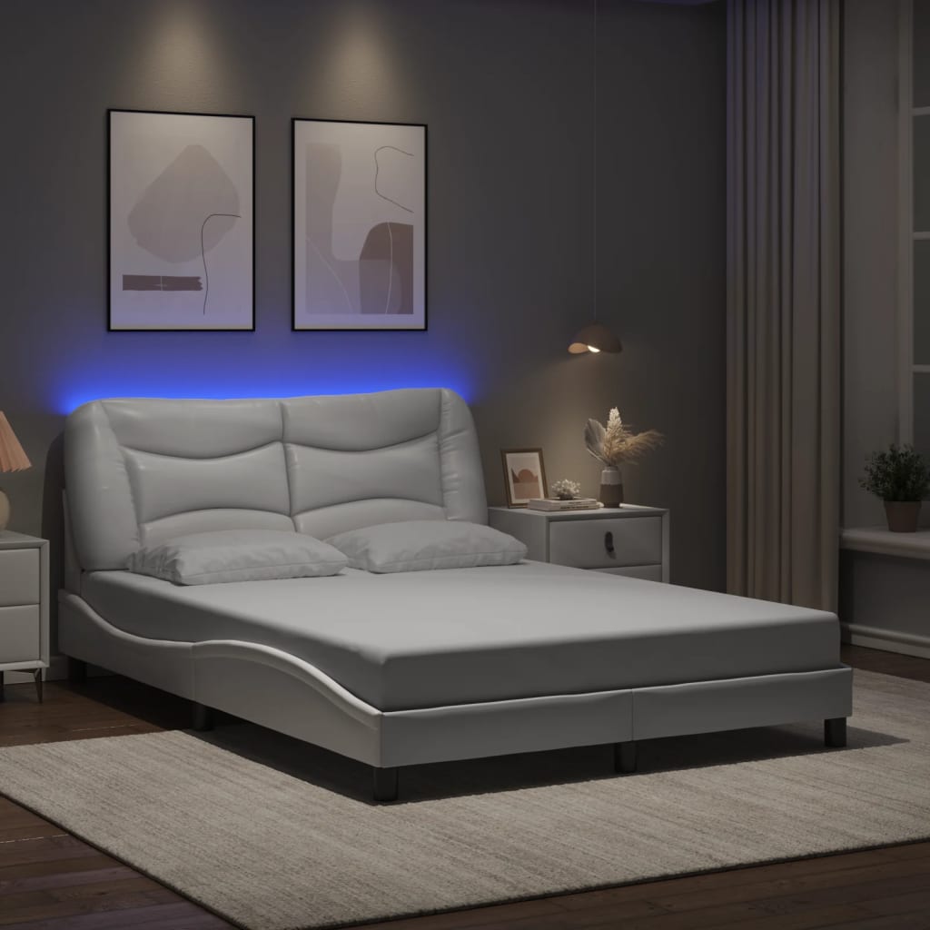 Πλαίσιο κρεβατιού με LED χωρίς στρώμα Hvar Λευκό 140x190 εκ. - Pakobazaar