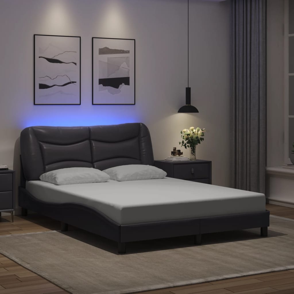 Πλαίσιο κρεβατιού με LED χωρίς στρώμα Hvar Γκρι 140x190εκ.