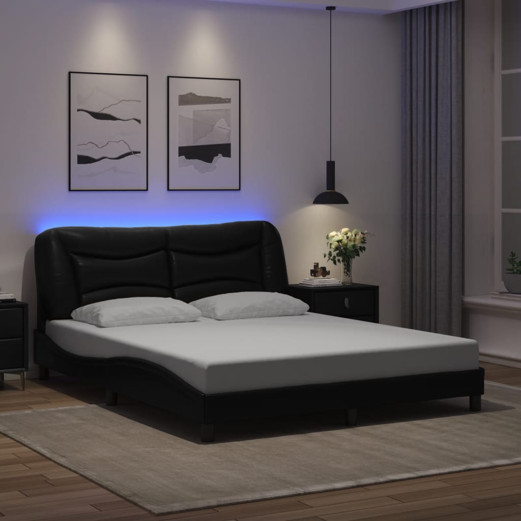 Πλαίσιο κρεβατιού με LED χωρίς στρώμα Hvar Μαύρο 160x200εκ.