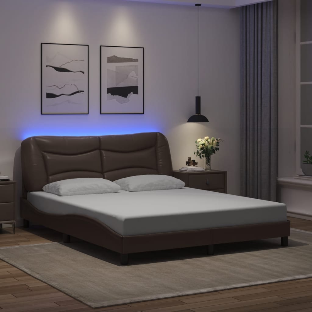 Πλαίσιο κρεβατιού με LED χωρίς στρώμα Hvar Καφέ 160x200 εκ.