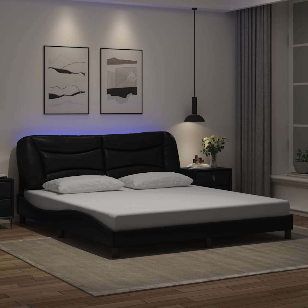 Πλαίσιο κρεβατιού με LED χωρίς στρώμα Hvar Μαύρο 180x200 εκ.