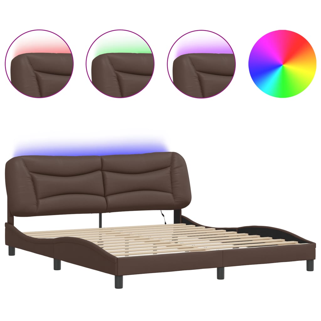 Πλαίσιο κρεβατιού με LED χωρίς στρώμα Hvar Καφέ 180x200 εκ.