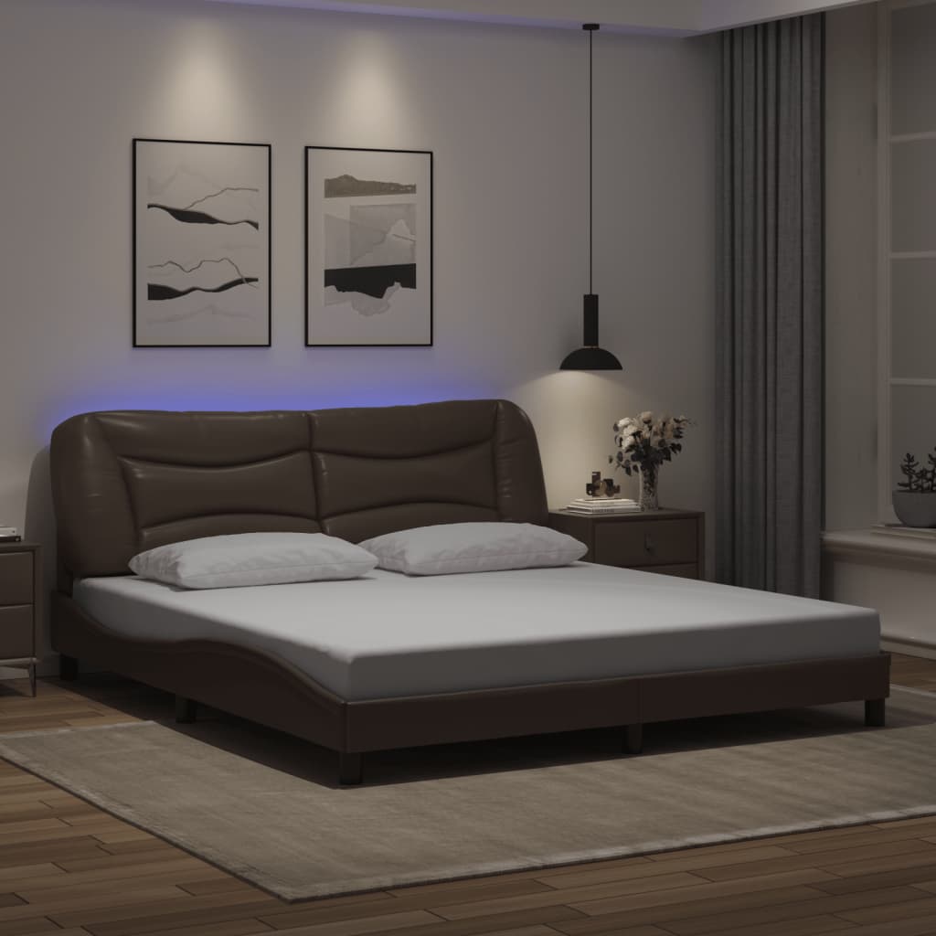 Πλαίσιο κρεβατιού με LED χωρίς στρώμα Hvar Καφέ 180x200 εκ.
