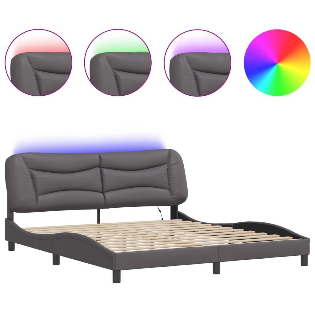 Πλαίσιο κρεβατιού με LED χωρίς στρώμα Hvar Γκρι 180x200 εκ.
