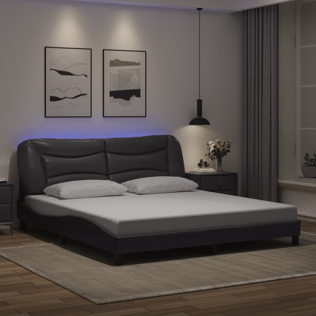 Πλαίσιο κρεβατιού με LED χωρίς στρώμα Hvar Γκρι 180x200 εκ.
