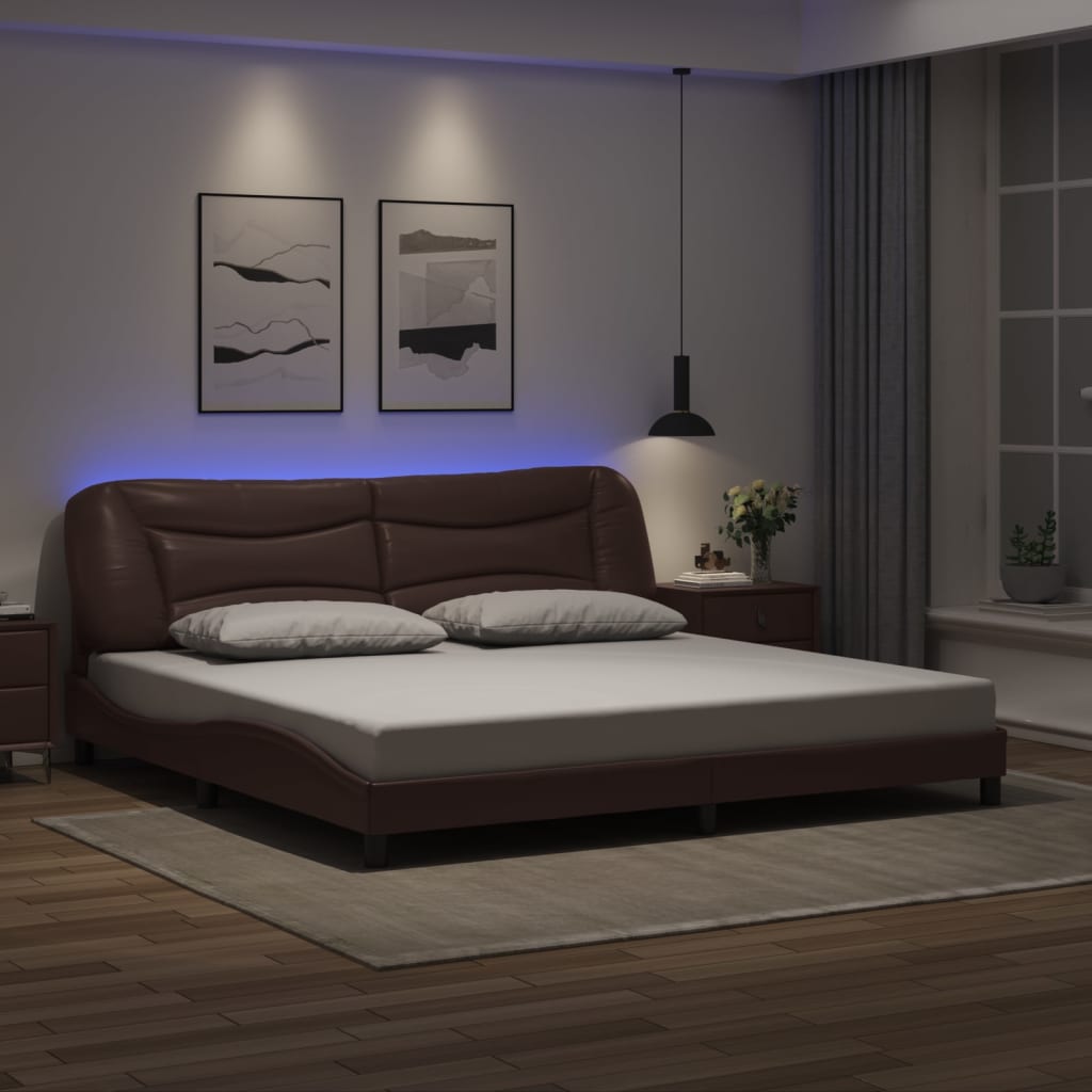 Πλαίσιο κρεβατιού με LED χωρίς στρώμα Hvar Καφέ 200x200 εκ. - Pakobazaar