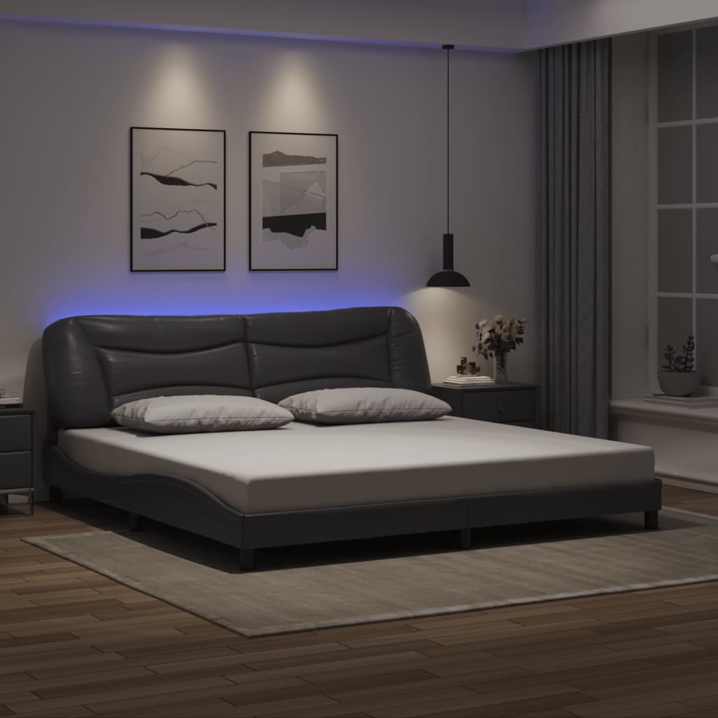 Πλαίσιο κρεβατιού με LED χωρίς στρώμα Hvar Γκρι 200x200 εκ.