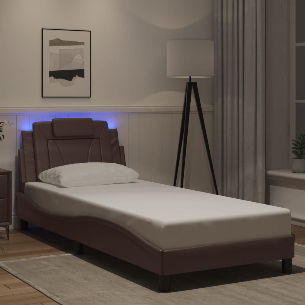 Πλαίσιο Κρεβατιού Viana με LED Χωρίς Στρώμα Καφέ 80x200 εκ.