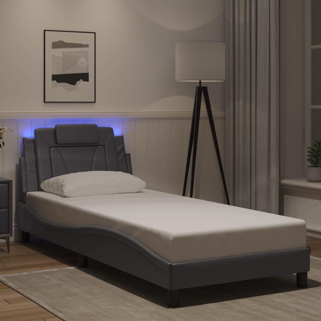 Πλαίσιο Κρεβατιού Viana με LED Χωρίς Στρώμα Γκρι 80x200 εκ.