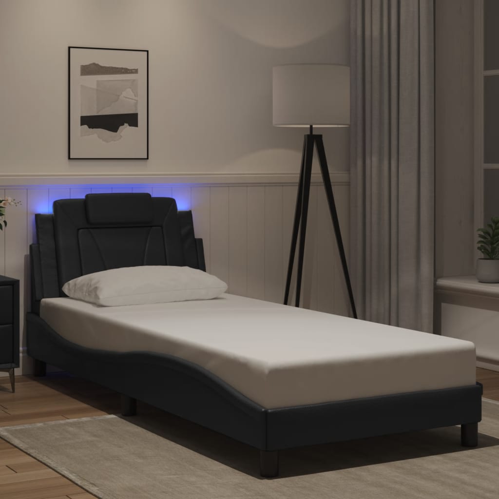 Πλαίσιο Κρεβατιού Viana με LED Χωρίς Στρώμα Μαύρο 90x190 εκ.
