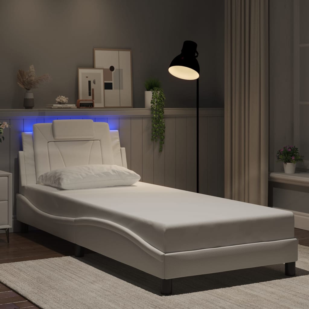 Πλαίσιο Κρεβατιού Viana με LED Χωρίς Στρώμα Λευκό 90x190 εκ.