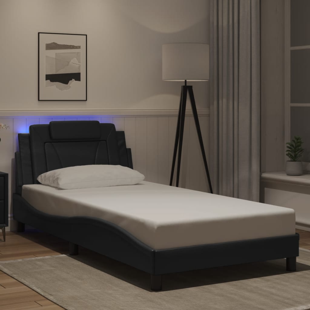 Πλαίσιο Κρεβατιού Viana με LED Χωρίς Στρώμα Μαύρο 100x200 εκ.