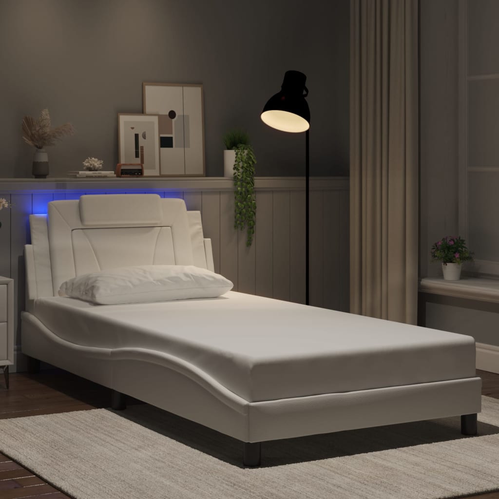 Πλαίσιο Κρεβατιού Viana με LED Χωρίς Στρώμα Λευκό 100x200 εκ. - Pakobazaar