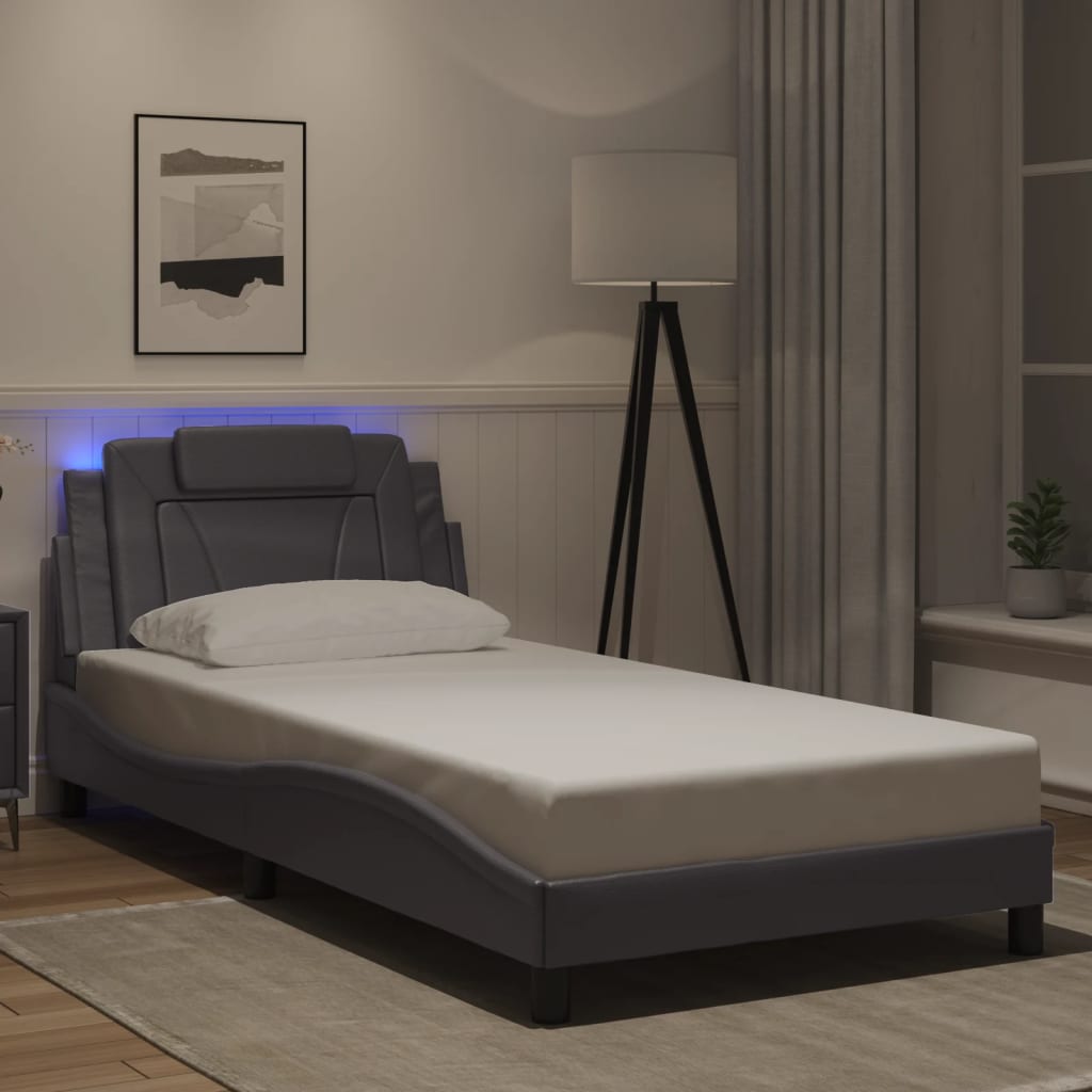 Πλαίσιο Κρεβατιού Viana με LED Χωρίς Στρώμα Γκρι 100x200 εκ.
