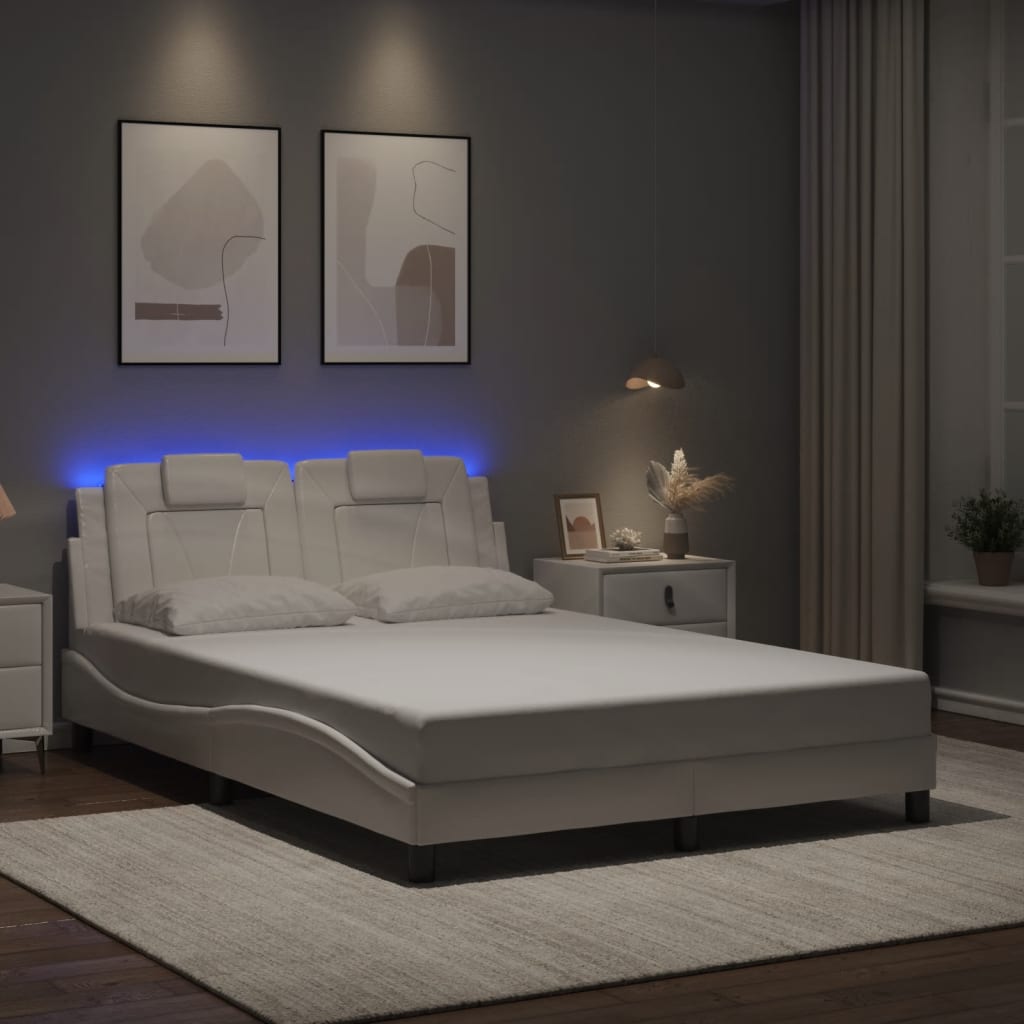 Πλαίσιο Κρεβατιού Viana με LED Χωρίς Στρώμα Λευκό 140x200 εκ.