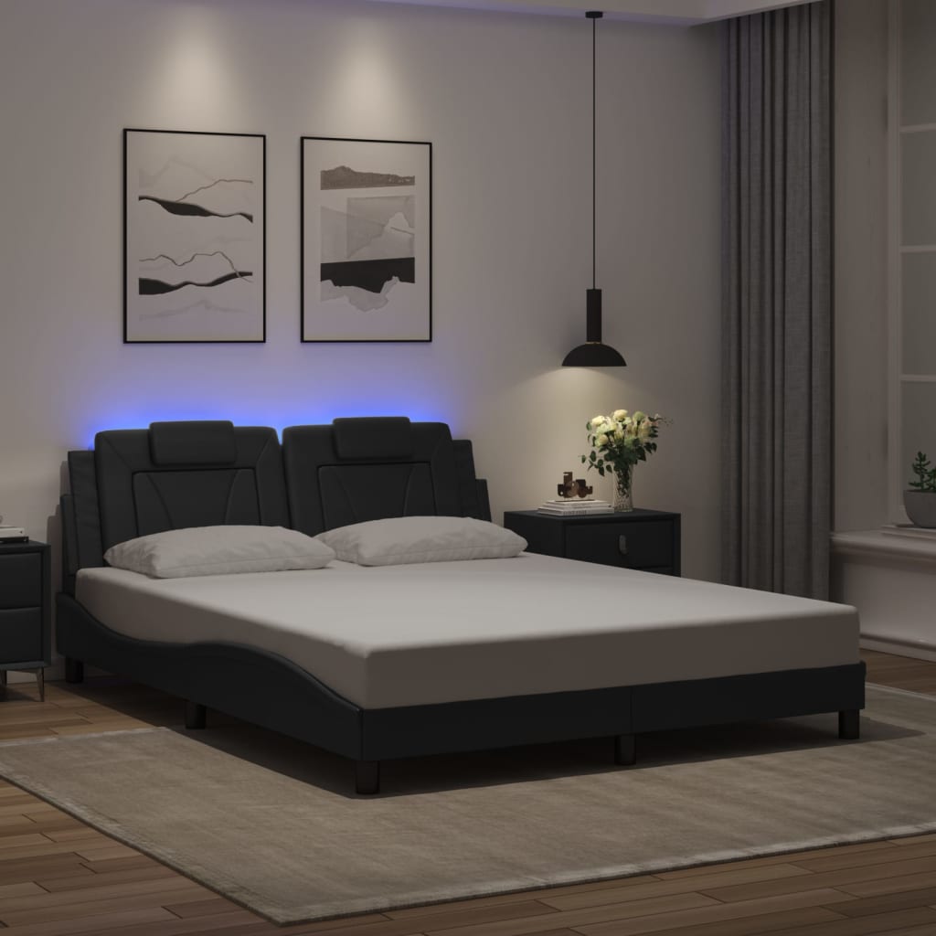 Πλαίσιο Κρεβατιού Viana με LED Χωρίς Στρώμα Μαύρο 160x200εκ.
