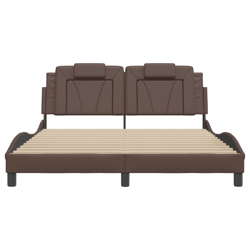 Πλαίσιο Κρεβατιού Viana με LED Χωρίς Στρώμα Καφέ 160x200 εκ.