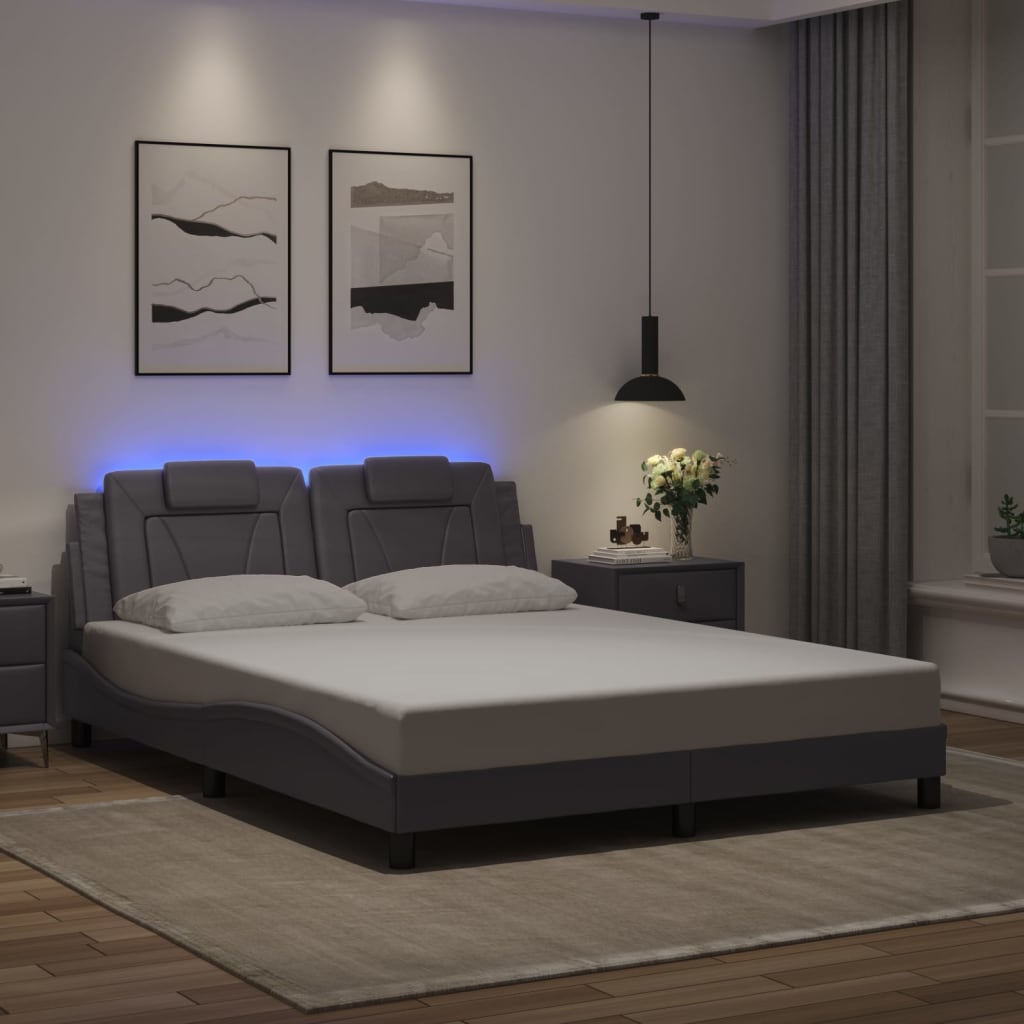 Πλαίσιο Κρεβατιού Viana με LED Χωρίς Στρώμα Γκρι 160x200 εκ.