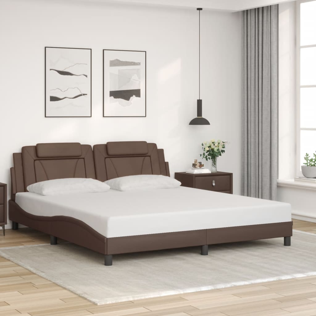 Πλαίσιο Κρεβατιού Viana με LED Χωρίς Στρώμα Καφέ 180x200 εκ.