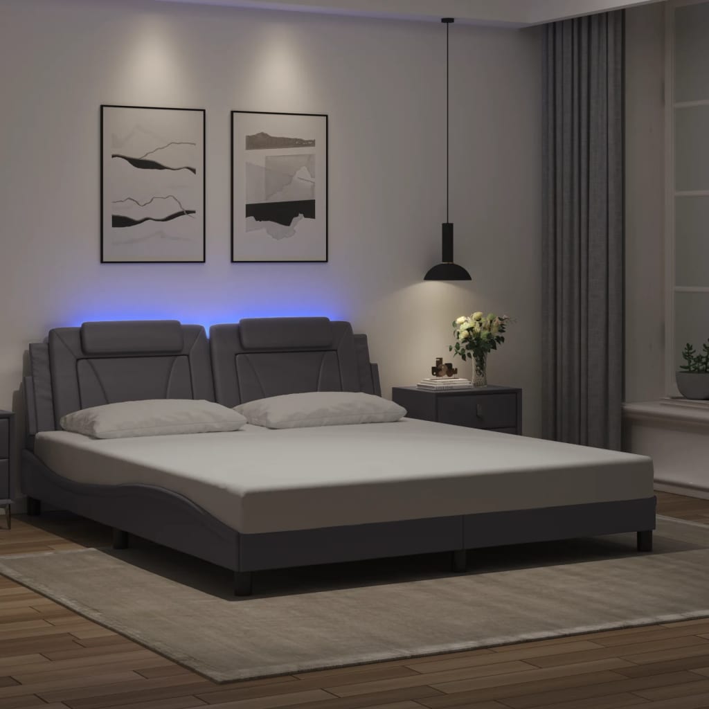 Πλαίσιο Κρεβατιού Viana με LED Χωρίς Στρώμα Γκρι 180x200 εκ.