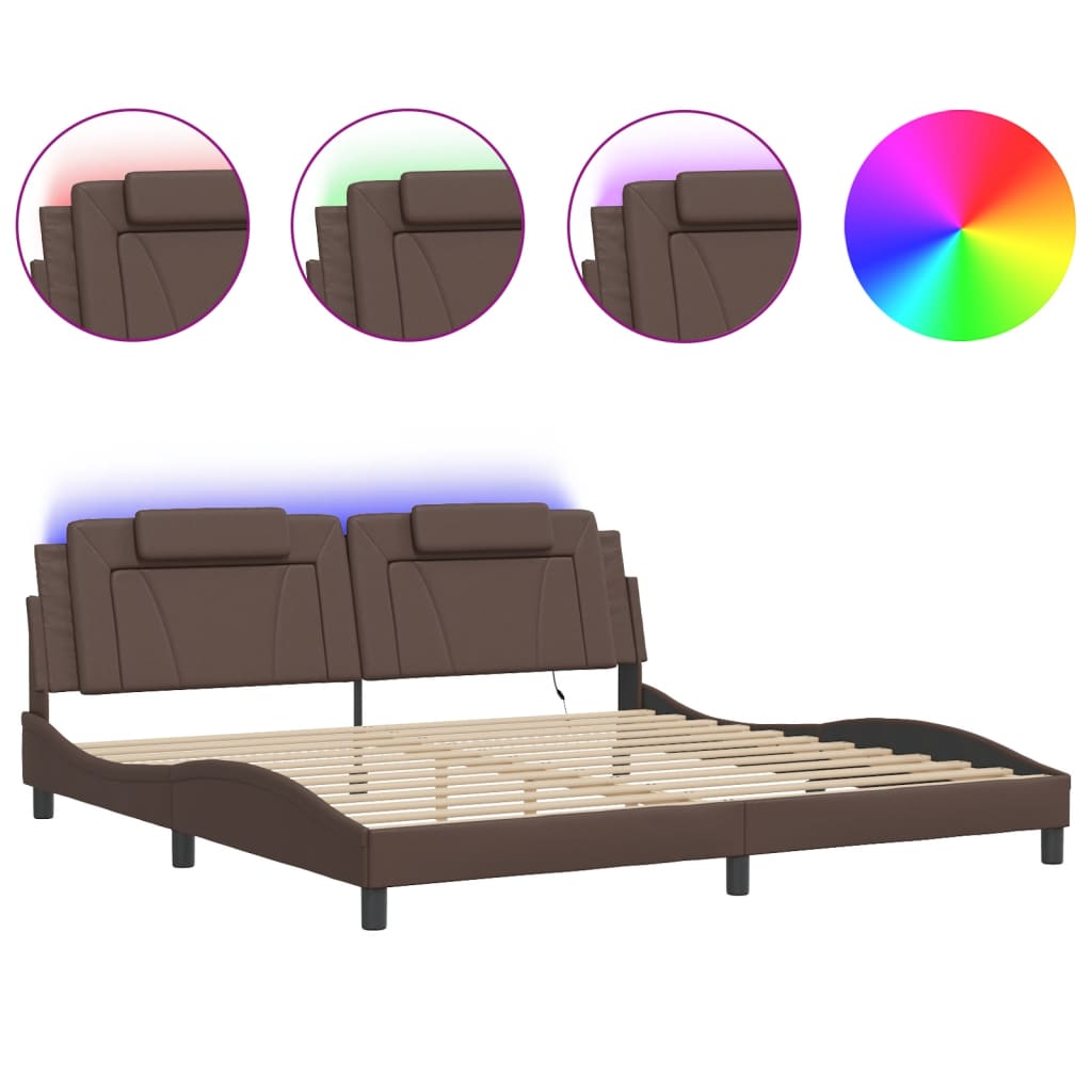 Πλαίσιο Κρεβατιού Viana με LED Χωρίς Στρώμα Καφέ 200x200 εκ.