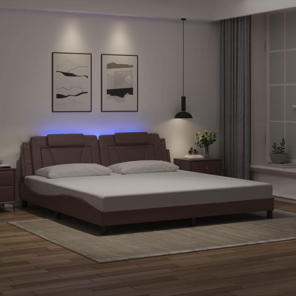 Πλαίσιο Κρεβατιού Viana με LED Χωρίς Στρώμα Καφέ 200x200 εκ.