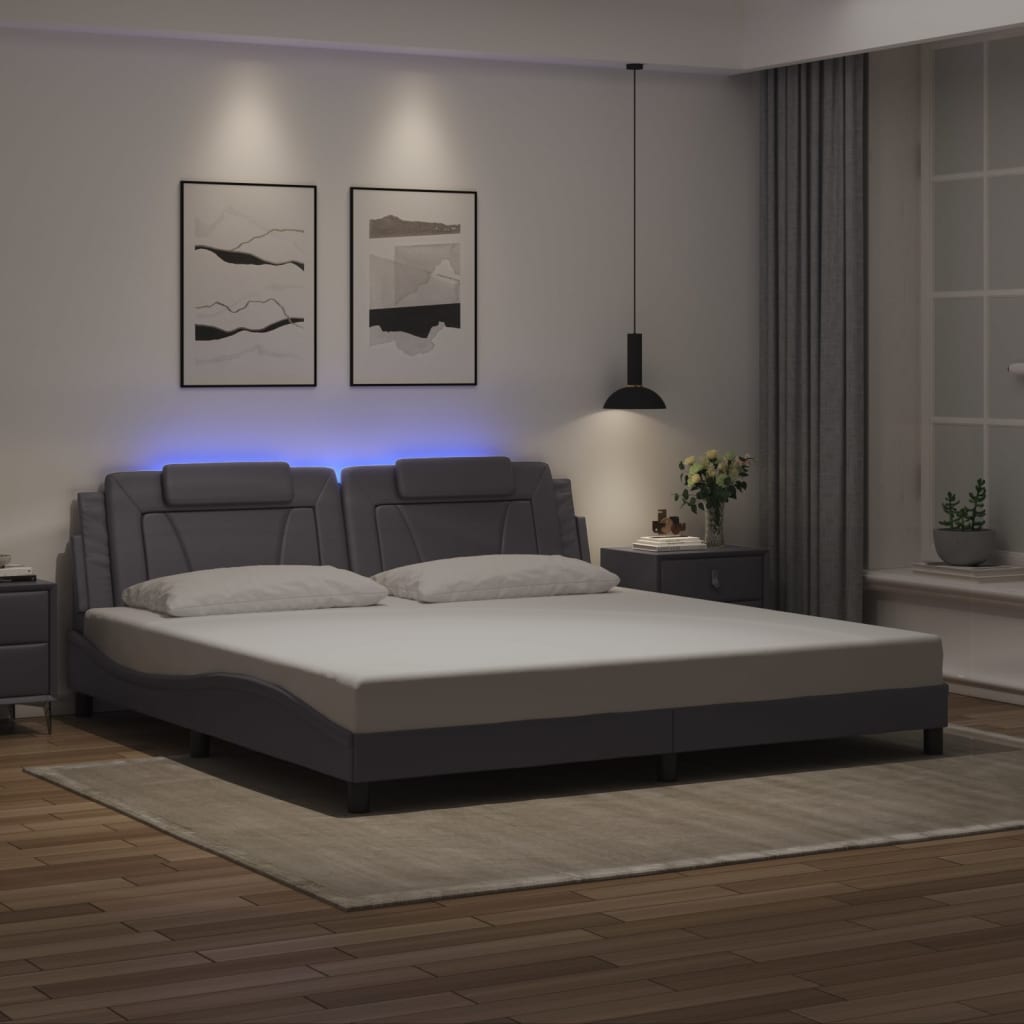 Πλαίσιο Κρεβατιού Viana με LED Χωρίς Στρώμα Γκρι 200x200 εκ.