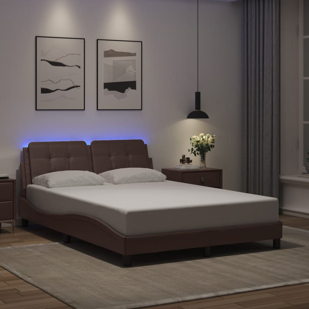 Πλαίσιο Κρεβατιού με LED Χωρίς Στρώμα Zadar Καφέ 120x200 εκ.