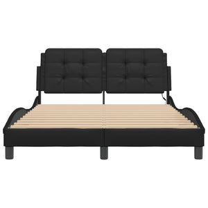 Πλαίσιο Κρεβατιού με LED Χωρίς Στρώμα Zadar Μαύρο 140x190 εκ.