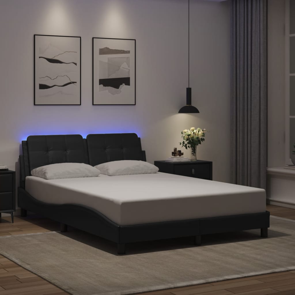 Πλαίσιο Κρεβατιού με LED Χωρίς Στρώμα Zadar Μαύρο 140x190 εκ.