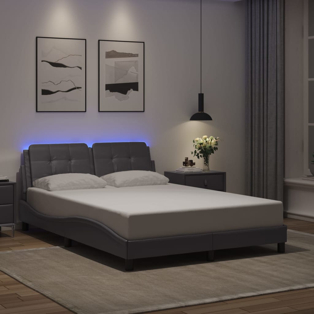 Πλαίσιο Κρεβατιού με LED Χωρίς Στρώμα Zadar Γκρι 140x190εκ.