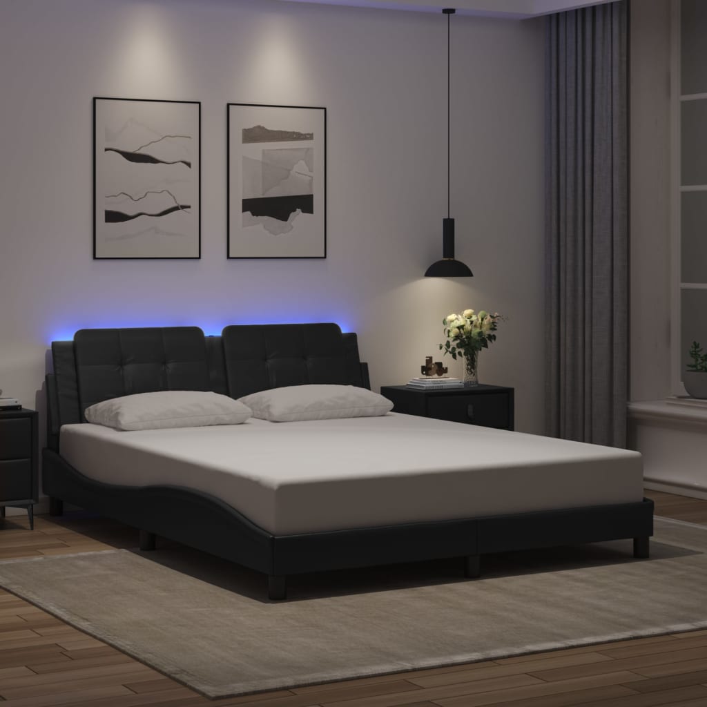Πλαίσιο Κρεβατιού με LED Χωρίς Στρώμα Zadar Μαύρο 160x200εκ.