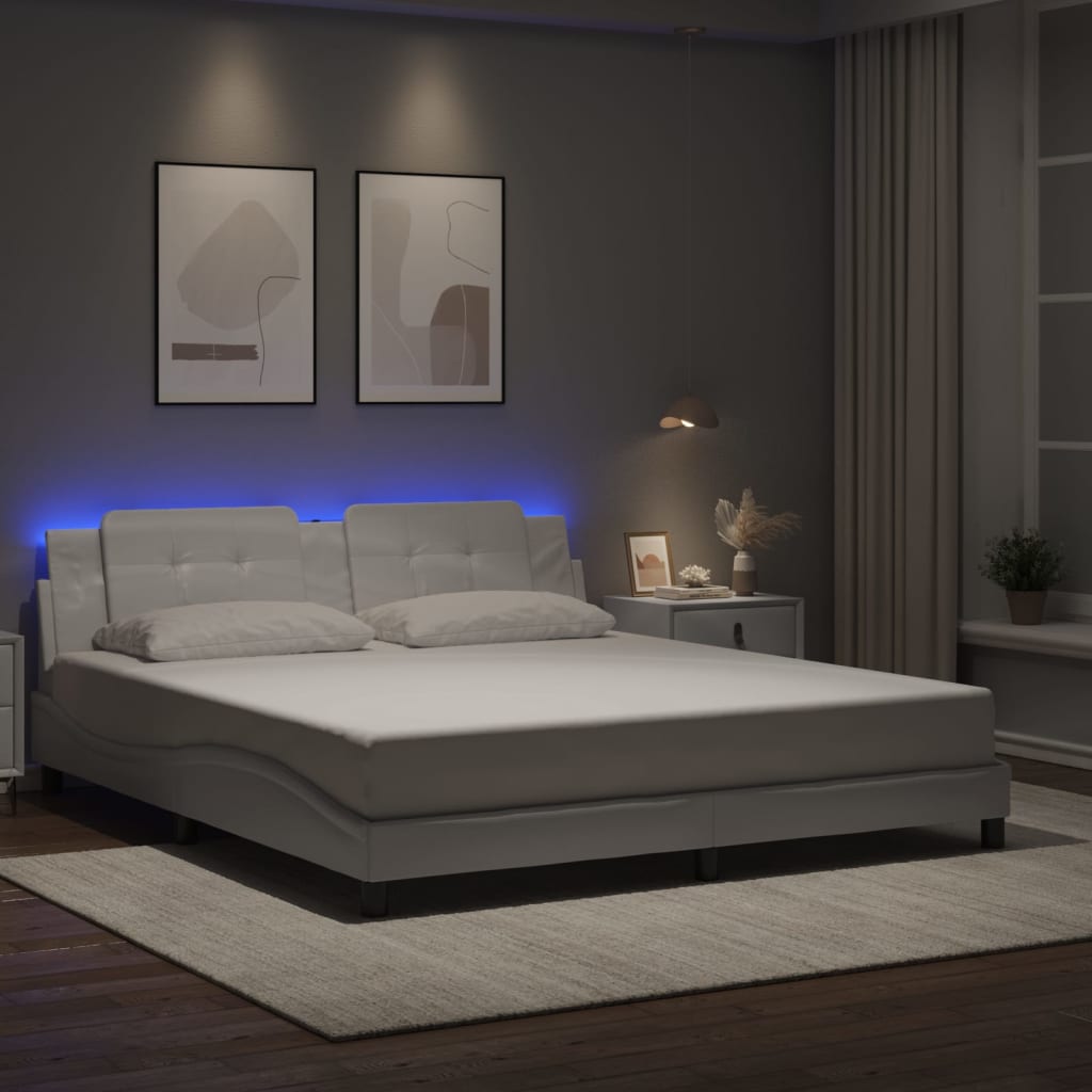 Πλαίσιο Κρεβατιού με LED Χωρίς Στρώμα Zadar Λευκό 180x200εκ.
