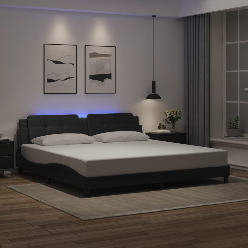 Πλαίσιο Κρεβατιού με LED Χωρίς Στρώμα Zadar Μαύρο 200x200 εκ. - Pakobazaar