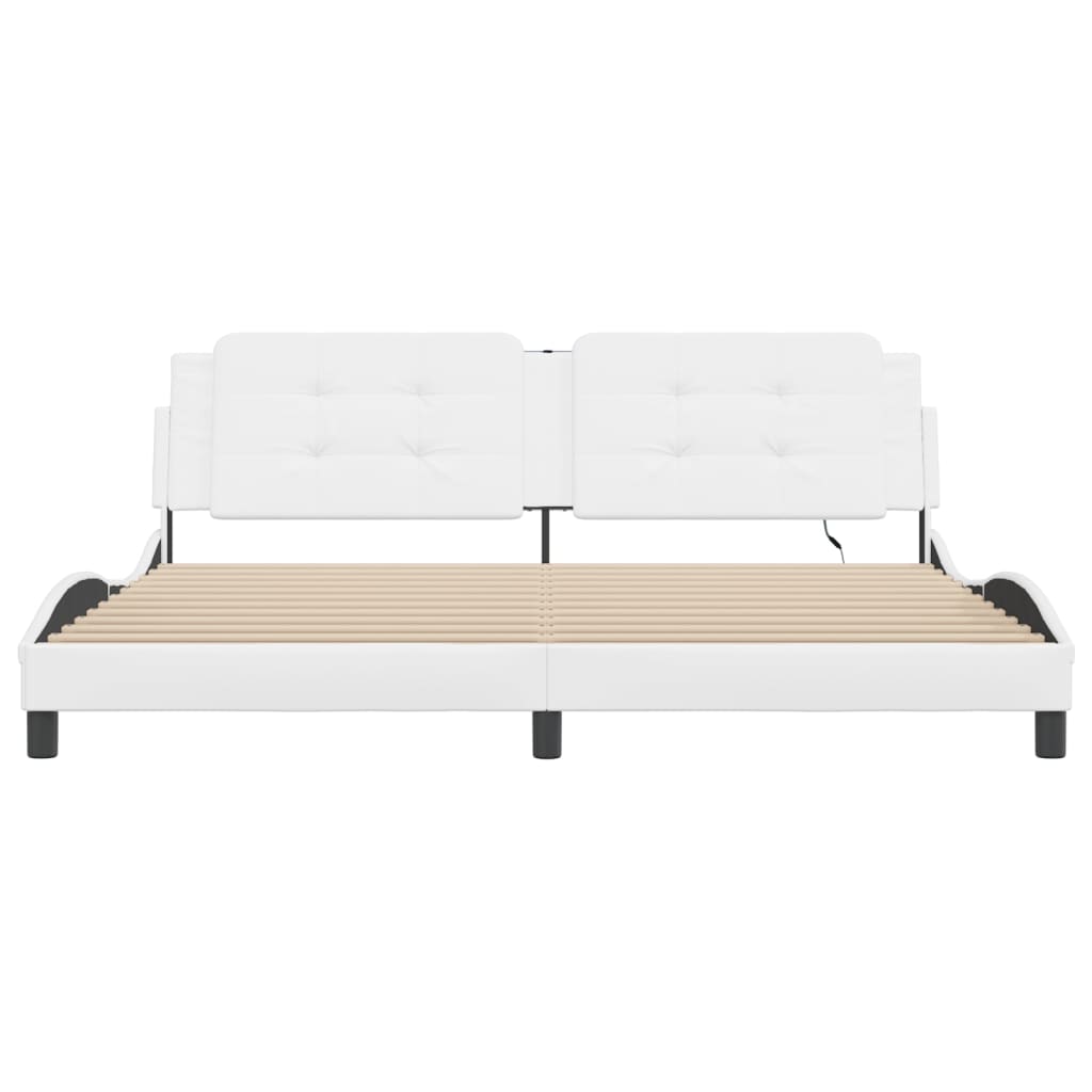 Πλαίσιο Κρεβατιού με LED Χωρίς Στρώμα Zadar Λευκό 200x200 εκ.