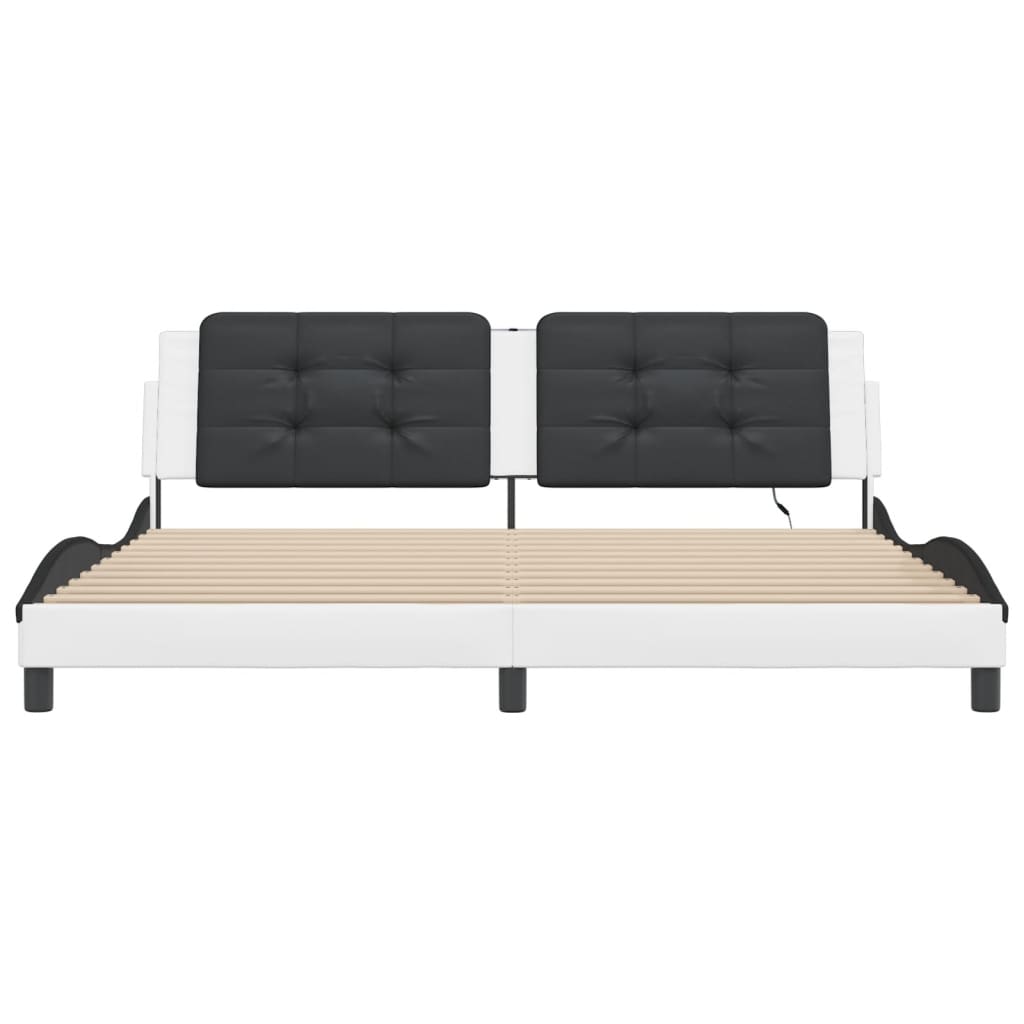 Πλαίσιο Κρεβατιού με LED Χωρίς Στρώμα Zadar Λευκό/Μαύρο 200x200εκ. - Pakobazaar