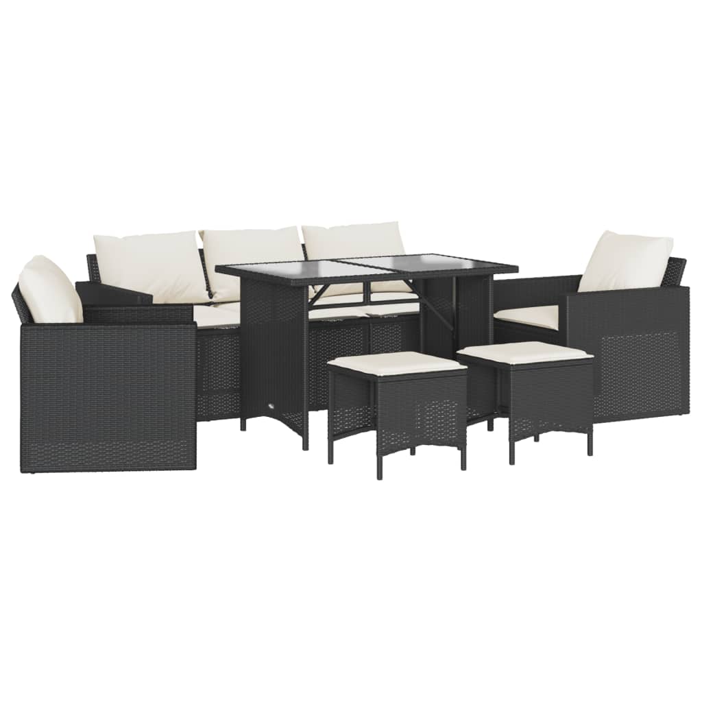 Καναπές Κήπου 6 Τεμαχίων Μαύρο από Συνθετικό Ρατάν με Μαξιλάρια